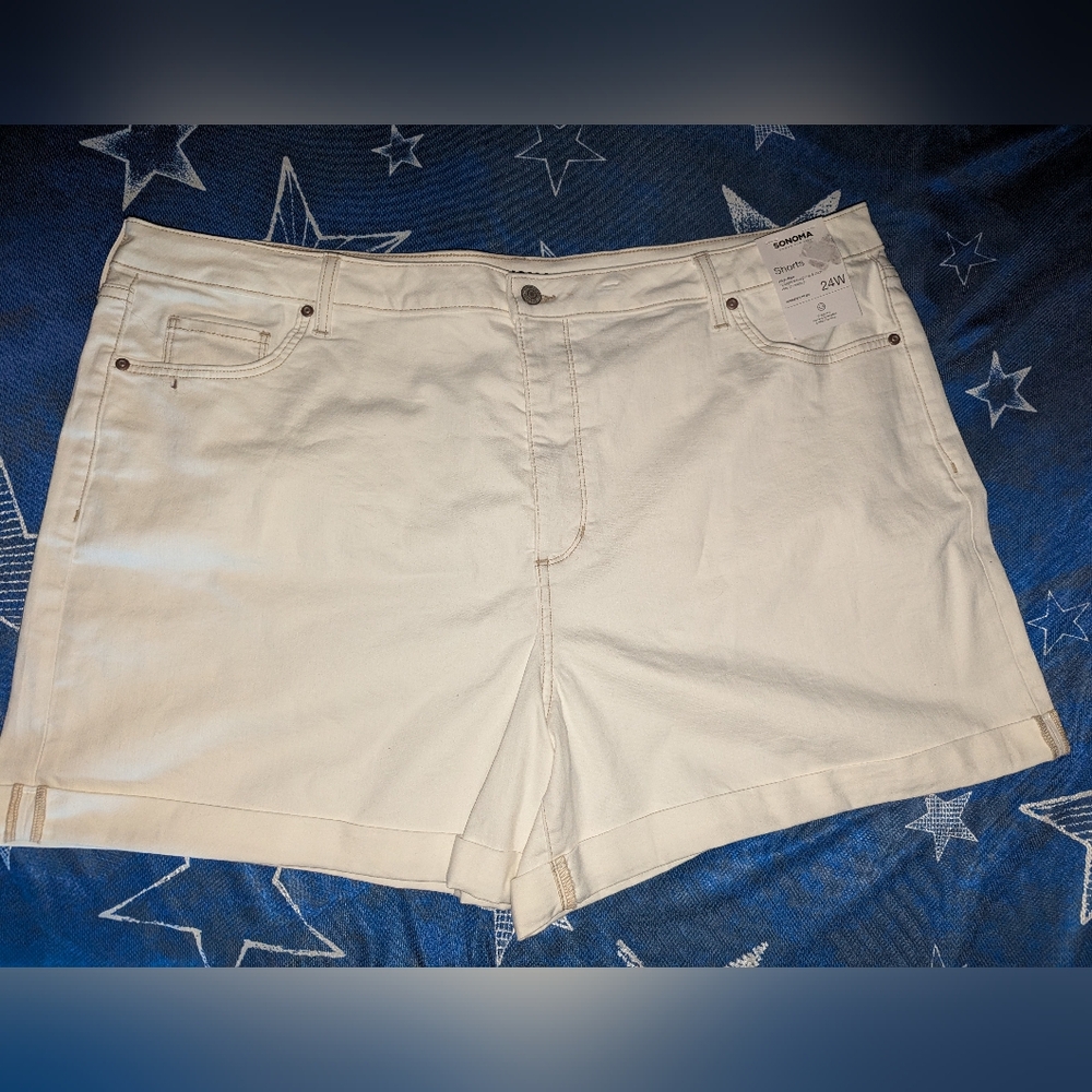 SONOMA High Rise Cream Jean Shorts 24W NWT
